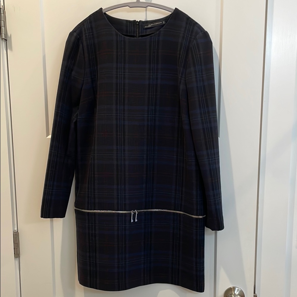 Zara Navy and Black Plaid Dress
